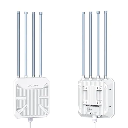 WAVLINK WiFi6 Outdoor Access Point, Long Range Outdoor WiFi, Dual Band 2.4G+5G AX3000 Mesh Extender con antenas PoE/4x8dBi High-Gain/IP67 Protección contra la intemperie