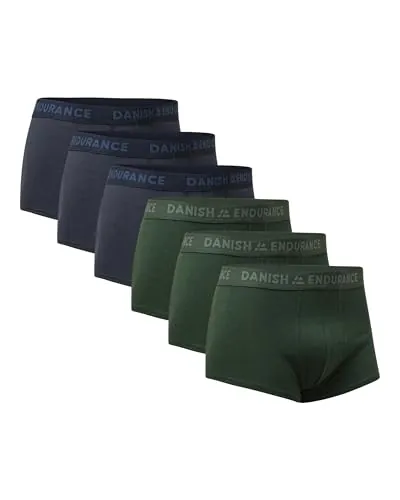 DANISH ENDURANCE Calzoncillos Hombre Cintura Baja, 6 Pack MC (3xAzul Melange, 3xVerde Melange) L