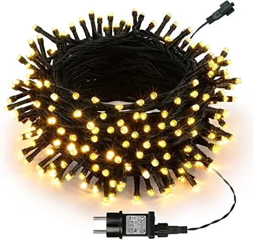 Joomer Luces de Navidad Exterior Enchufe 20M 200 LED Blanco Cálido