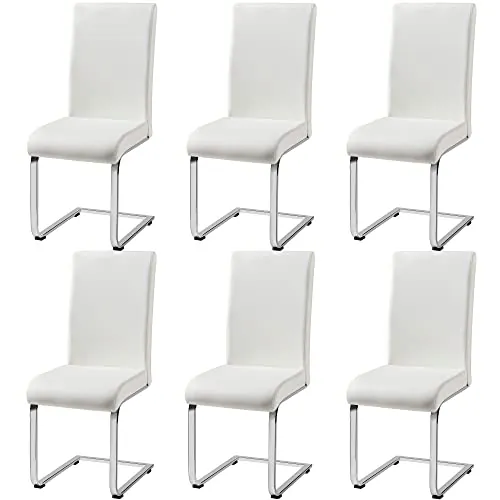 Yaheetech Pack de 6 Sillas de Comedor Cocina Moderna Tapizada de Blanca