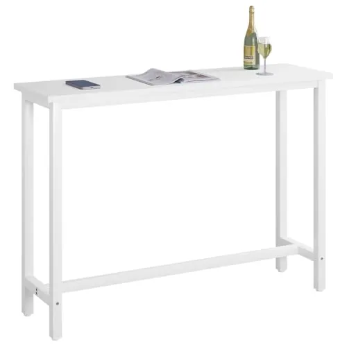 WOLTU Mesa de Bar de Bistro de Comedor con Estructura de Metal, 140x40x100cm (WxDxH) Blanco