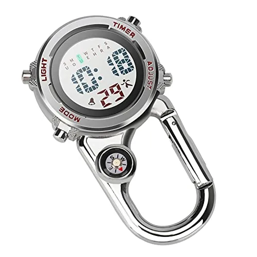 Aceshop Reloj con Mosquetón Reloj Digital con Clip de Cuarzo Mosquetón Multifuncional Reloj Fob Reloj Luminoso Brújula con Brújula Reloj para Médicos Enfermeras Paramédicos Deporte Hombres Mujeres