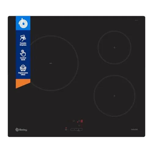 Balay, Placa de Inducción, 60 cm, 3 fuegos, Zona de 24 cm, Negro, 3EB864EN | Maneja tu placa con un solo dedo gracias al Control Táctil y acorta el tiempo de cocinado con la función Sprint.