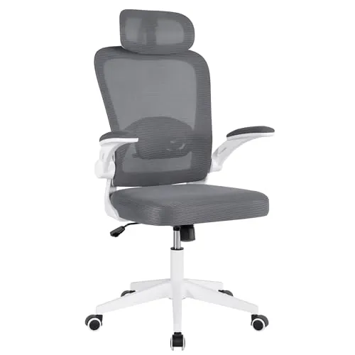 T-LOVENDO.ES Silla de Oficina Ergonómica, de Escritorio, Ejecutiva, Giratoria con Ruedas, de Juegos de Malla Transpirable, con Reposacabezas y Apoyabrazos Ajustable, Soporte Lumbar para Oficina, Casa