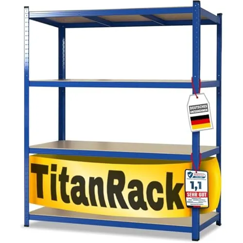 Karat Estantería para Cargas Pesadas XXL. Azul. 200 x 150 x 60 cm. Almacenamiento para Garaje, Sótano y Taller. Sin Tornillos. Ancha. Para Sótano o Taller
