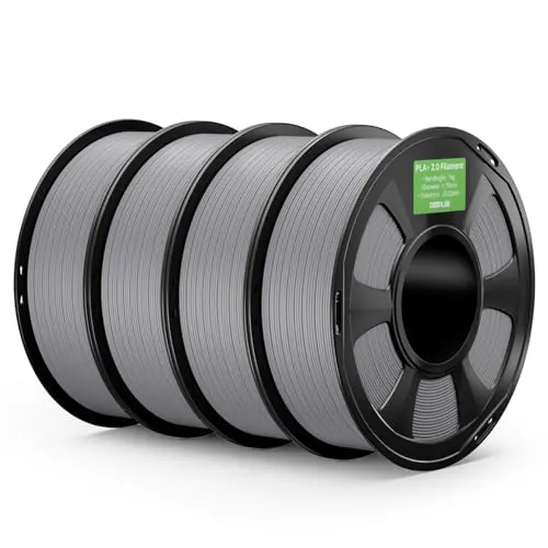 DEEPLEE PLA+ 2.0 1.75 mm, Kit 4 Bobinas Gris (4 kg). Resistencia al Impacto y Baja Deformación. Excelente Adhesión entre Capas. Enrollado Perfecto Sin Atascos. Compatible con FDM.