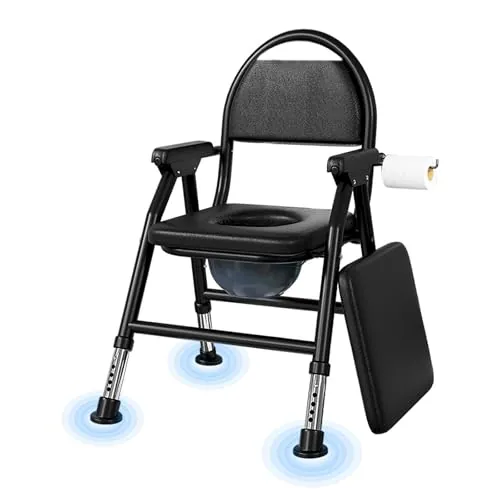 NJUN Silla WC personas mayores, Silla de inodoro regulable en altura, sillas de Ducha con reposabrazos y respaldo, antideslizante