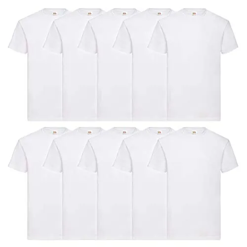 Fruit of The Loom Camiseta para niño (Paquete de 10), Blanco, 7-8 Años