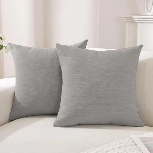 CYCMACO Juego De 2 Falso Lino Decorativo Funda De Cojíns, 50x50, Fundas para Cojines con Cerniera Nascosta, Decoración Modernos Funda Cojin, para Salón Sala De Estar Dormitorio, Gris