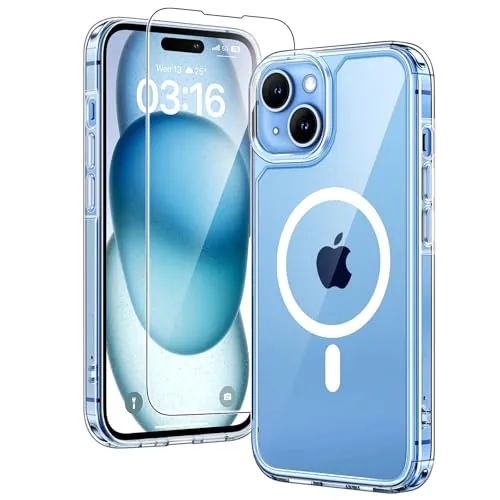 TAURI Funda Magnética para iPhone 15 6.1", Transparente