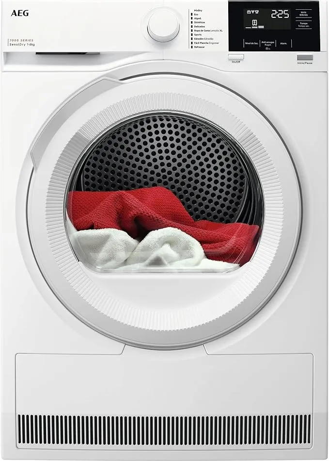 AEG TR718EAOB – Secadora con Bomba de Calor Serie 7000 SensiDry, 8 kg, Secado Delicado a Baja Temperatura, Cuidado de las Prendas, Alta Eficiencia Energética