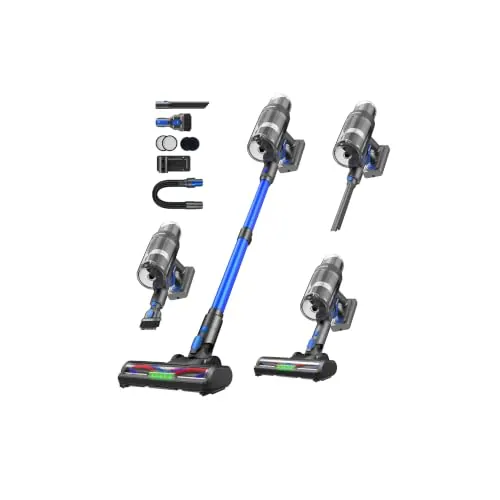 Ateroll Aspiradora Inalámbrica 75KPa, 70Min, 650W, 12 HEPA, Anti-Enredos | Autosoporte, Pantalla LED, Carga de Pared, para Mascotas/Alfombras/Suelos