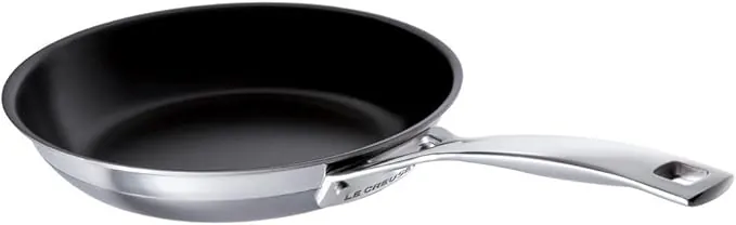 LE CREUSET Sartén Baja de Acero Inoxidable 3-Ply con Antiadherente, 20 cm, Gris, 96201320001000