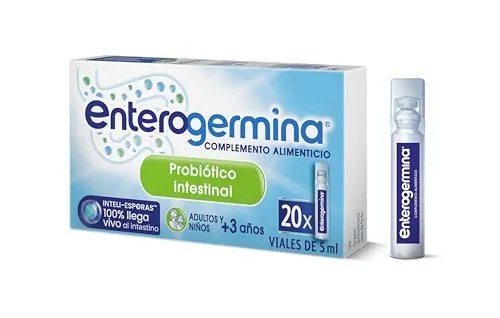 Enterogermina Probiótico Niños y Adultos |Ayuda Salud Intestinal I 20 Viales Bebibles 5 ml| Sin Sabor, Sin Azúcar, Sin Gluten I Bacillus Clausii 4.000 Millones UFC