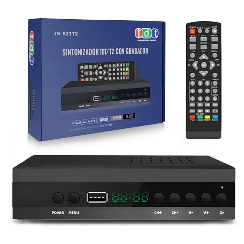 Decodificador TDT HD Español a estrenar, Sintonizador TDT HD DVB-T2 H265 HEVC FTA, PVR, USB, HDMI, Decodificador Digital SCART TV, Adaptador para Ver Canales HD