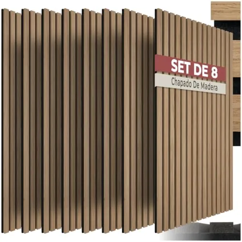 tectake® Paneles Acústicos 110 X 50 Cm, Madera, Fieltro Fonoabsorbente, 3D