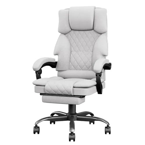 Submi Silla Escritorio Silla de Oficina Ergonómica para Oficina en Casa, Respaldo Ajustable Silla de Escritorio Silla de Computadora con Reposapiés, Altura Ajustable Office Chair Respaldo Alto, Gris
