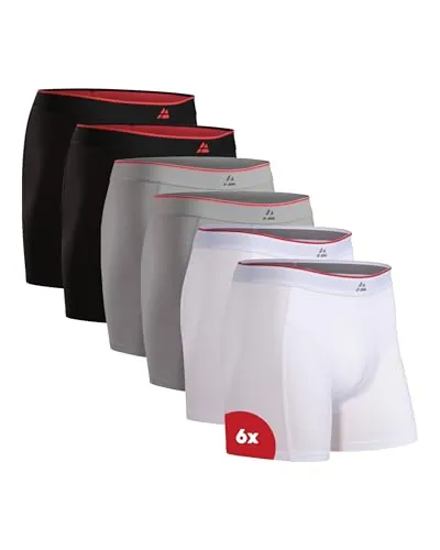 DANISH ENDURANCE Calzoncillos Hombre Boxer de Bambu, con o Sin Bragueta, Suaves y Elásticos, 6 Pack, MC (2X Negro, 2X Gris, 2X Blanco), XL