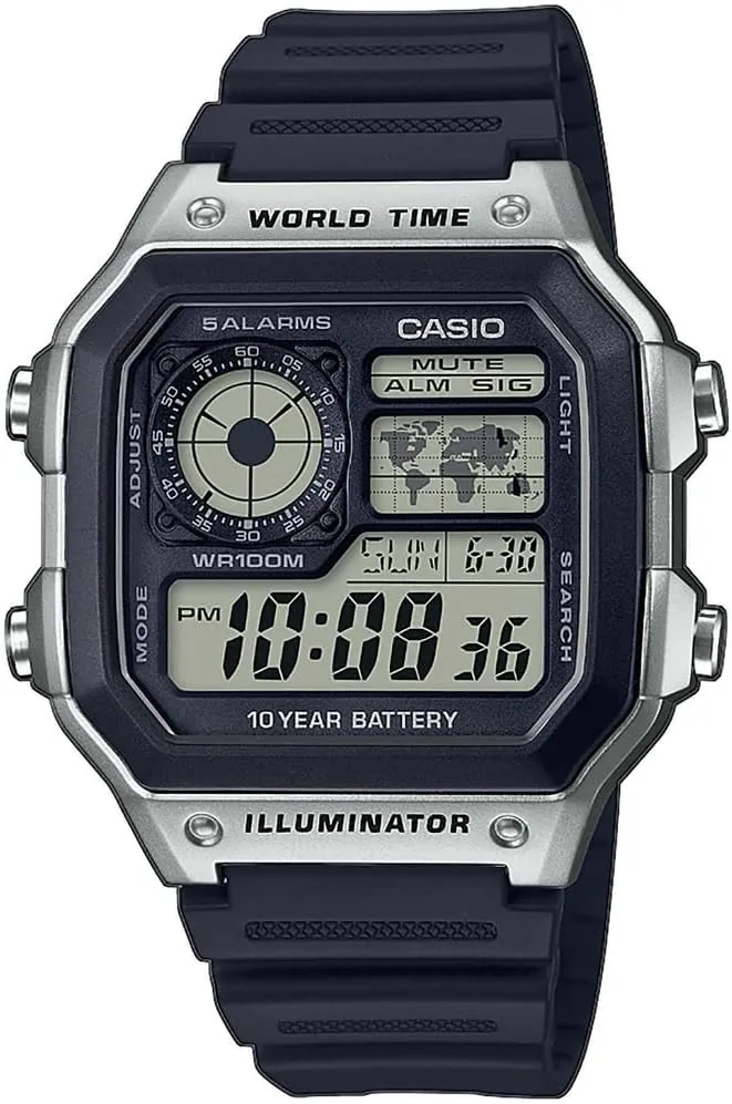 Casio - Watch AE-1200WH-1CVEF - Men's Watch - Waterproof - Digital - with Elastic Band - Black