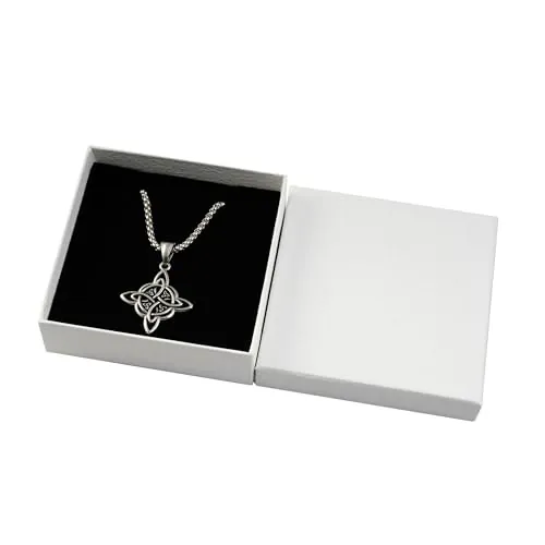 SHIEAGLELD Collar Nudo de Bruja en Plata, Colgante de Estilo Retro Collar con Una Cadena de Plata de 55 cm, Colgantes de Collar para Hombre y Mujer, Joyería de Acero Inoxidable, Amuleto