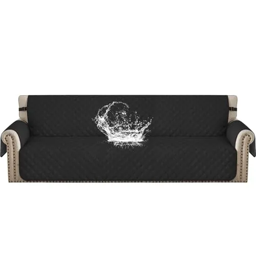 YSTELLAA Funda Sofá 4 Plazas, Antimanchas, Negro