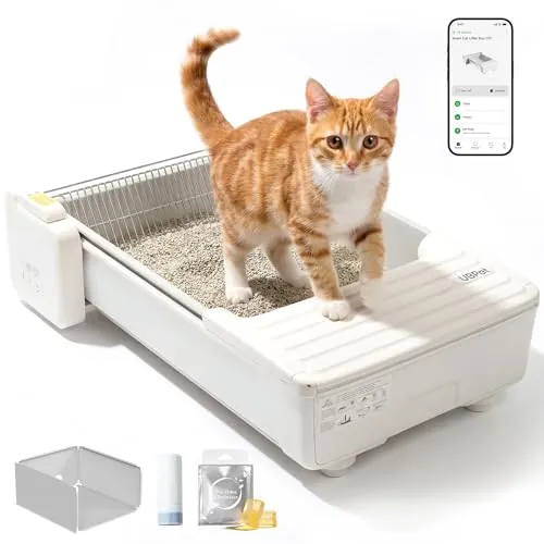 UBPET C31 Arenero Gatos Autolimpiable, Arenero Autolimpiable Abierto con Control por App, Desodorizador, Diseño de Doble Peine, Gran Capacidad, Arenero Automatico para Múltiples Gatos