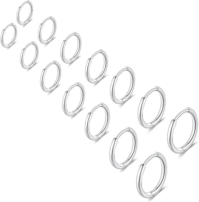 7 Pares Pendientes de Aro,de Acero Pendientes Hombre,Aros Acero Inoxidable,Pendientes de Aro Pequeños de Cartílago para Hombre y Mujer,Aretes de Aro Hipoalergénicos de Acero Inoxidable,8-20 mm