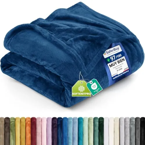 Utopia Bedding Manta Polar, Manta para Sofá - (Azul Marino, 259x228 cm)