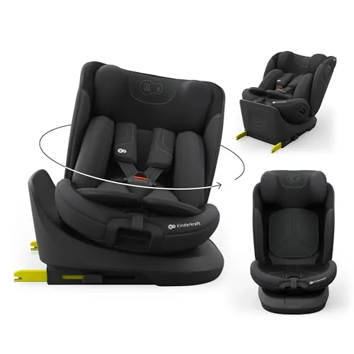 Kinderkraft I-GROW 2 PRO Silla de coche, I-SIZE 40-150 cm, Isofix, Silla coche bebé, para niños, Ajustable, Sillade, RWF, FWF, Universal para coche, Asiento, 360º, Grupo 0+/1/2/3, 0-36 kg, Negro