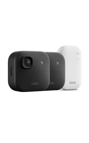 Cámara exterior 2K+ Blink (última generación) — cámara de seguridad inteligente inalámbrica, resolución de vídeo 2K, módulo de sincronización básico Incluido: sistema de 2 cámaras, Negro
