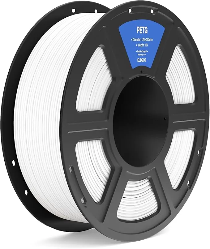 ELEGOO Filamento PETG 1.75 1KG Blanco, Filamento PETG para Impresora 3D, Precisión Dimensional +/- 0.02mm, Carrete Filamento 3D, para Mayoría Impresoras 3D