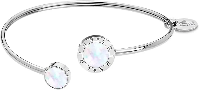 Lotus LS1837-2/1 - Pulsera de acero inoxidable con círculo para mujer, brazalete plateado, un bonito regalo para Navidad, cumpleaños, día de San Valentín para la mujer