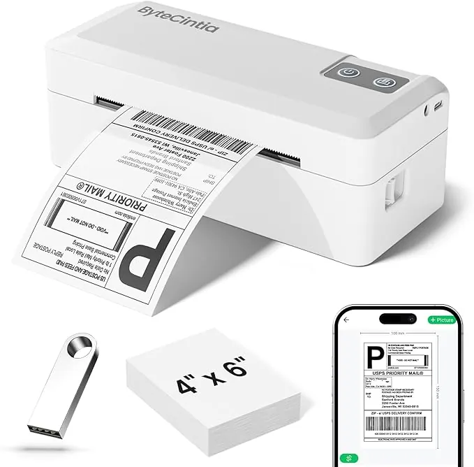 Impresora de Etiquetas térmica Bluetooth 4x6, Impresora Etiquetas Envio, Ideal para pequeños Negocios y Doméstico, Compatible con iOS, Android, Windows, DHL y UPS,F9