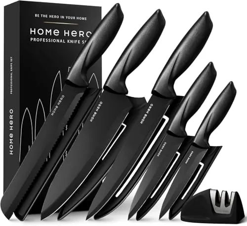 Home Hero Juego de Cuchillos de Cocina 11 Piezas Acero Inoxidable Negro