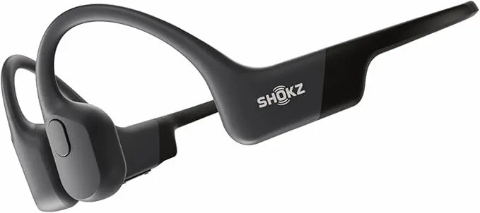 SHOKZ OpenRun Auriculares Conducción Ósea, Deportivos Inalámbricos Bluetooth con Micrófono Cancelación de Ruido, Open-Ear de Oído Abierto, Resistentes al Agua IP67 para Correr, USB-C, Negro
