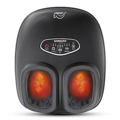 Snailax Shiatsu Masajeador de Pies con Calor para Fascitis Plantar, Dolor Neuropatía, Masajeador de Pies con Amasamiento Profundo, Compresión, Vibración, Calentador de Pies para Uso en Casa Oficina