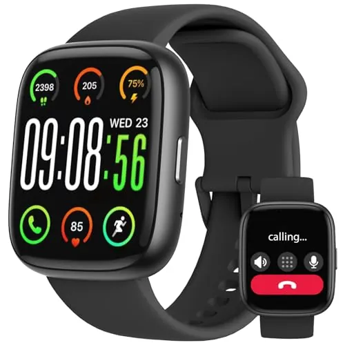 Reloj Inteligente Mujer Hombre con Alexa Integrado, Pantalla HD de 1,83" y Llamadas Bluetooth IP68 Smartwatch con SpO2 Sueño 100+ Modos Deportivos, Regalo Pulsera Actividad para Android iOS, Negro