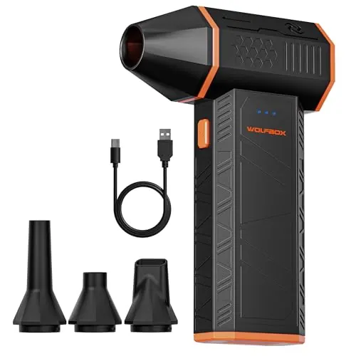 WOLFBOX - Soplador de aire eléctrico inalámbrico de 110000 rpm, mini soplador ajustable de 3 engranajes con carga rápida