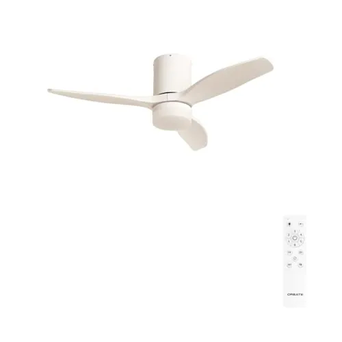 CREATE/WINDCALM S/Ventilador de techo ABS con luz blanco con mando / 40W, Silencioso, Ø112 cm, 6 velocidades, 3 temperaturas de luz, temporizador, función verano-invierno
