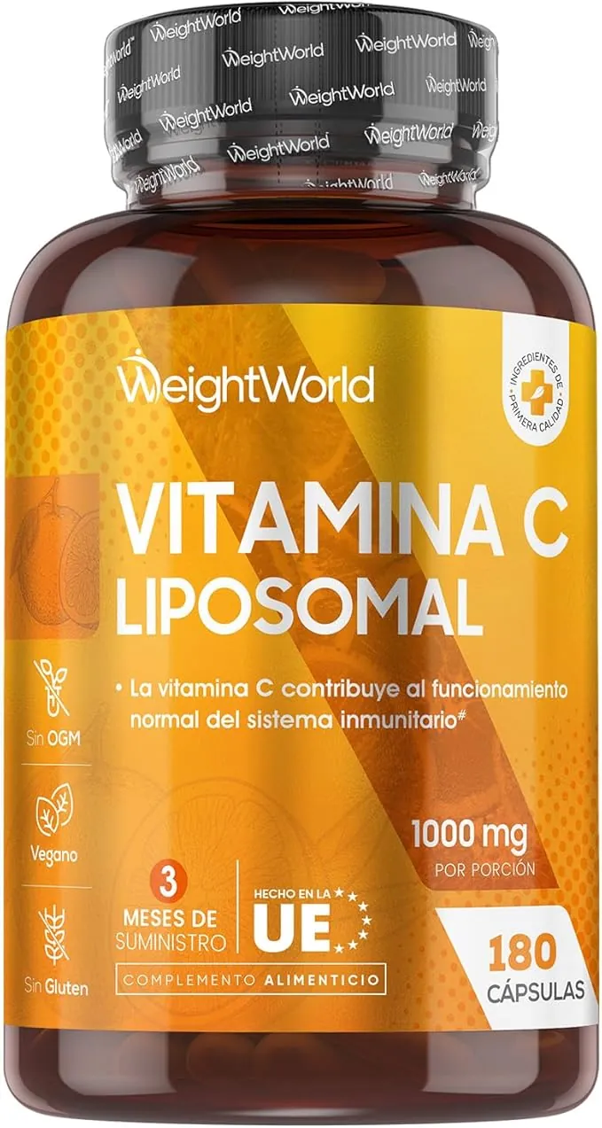 Vitamina C Liposomal 1000mg - 180 Cápsulas con Rosa Mosqueta - La Vitamina C Contribuye al Funcionamiento Normal del Sistema Inmunitario (EFSA) - Suplemento Vitamínico para 3 Meses, Vegano y Sin OGM