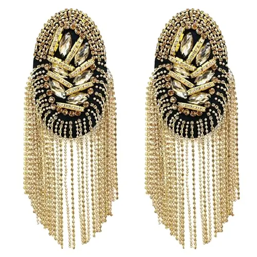 Floatdream 2 Piezas Charreteras Punk, Charreteras de Metal con Borlas, Charreteras de Oro, Adecuado para Militares Masculinos, Disfraces, Representaciones Teatrales, Decoración de Uniformes(Oro)