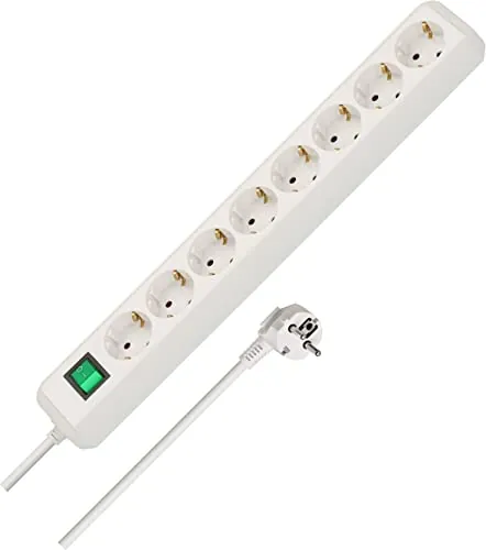 Brennenstuhl Eco-Line regleta de enchufes con 8 Tomas de Corriente (Cable de 3 m, Interruptor) Blanco