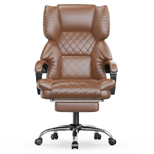 naspaluro Silla de Oficina Ejecutiva con Reposapiés, Respaldo Alto, Marrón