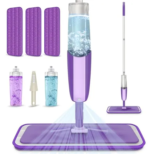 Mopa Fregona con Pulverizador, Mopas de Limpieza Suelos con 3 Almohadillas