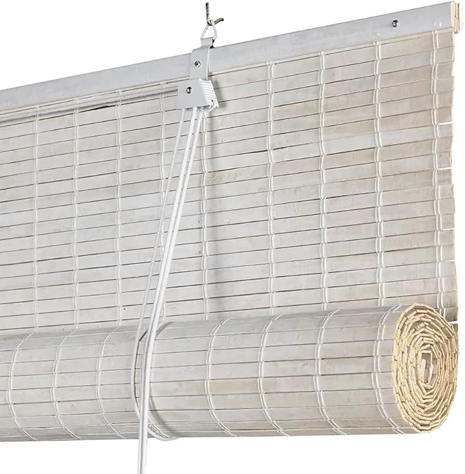Estores enrollables de Bambú Natural Premium de Lamas Opacas de 8mm Que aporta privacidad Diseño Rústico para Ventanas instalación a Pared o Techo Fácil de Limpiar Blanco 150x175 cm STORESDECO