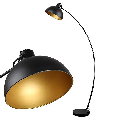 Osasy Lámpara de pie arco,lámpara de pie vintage,lámparas de pie retro en negro-dorado,pantalla ajustable,1x E27 máx. 60 vatios,165 cm Lámpara de pie de metal,para lectura,sala de estar,salones
