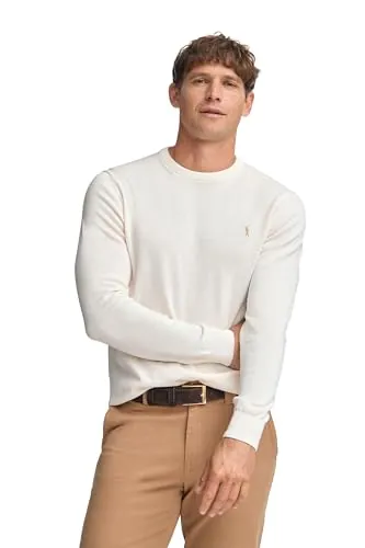 Polo Club Jersey Punto Fino Algodón Hombre - Cuello Redondo Ajustado Beige