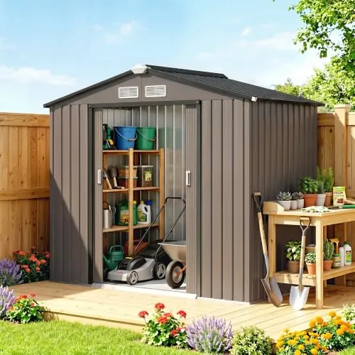 Outsunny Caseta de Jardín Exterior 2,5 m² 213x130x185 cm Marrón