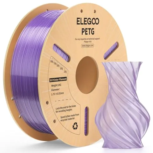 ELEGOO Filamento PETG 1.75mm 1KG Púrpura Translúcido para Impresora 3D