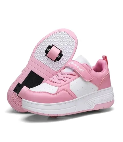 ENEN Zapatos con Ruedas Zapatillas con 2 Ruedas para Niños y Niña, Exterior Zapatillas de Correr al Aire Libre de Patinaje sobre Ruedas Multifuncionales en Dos